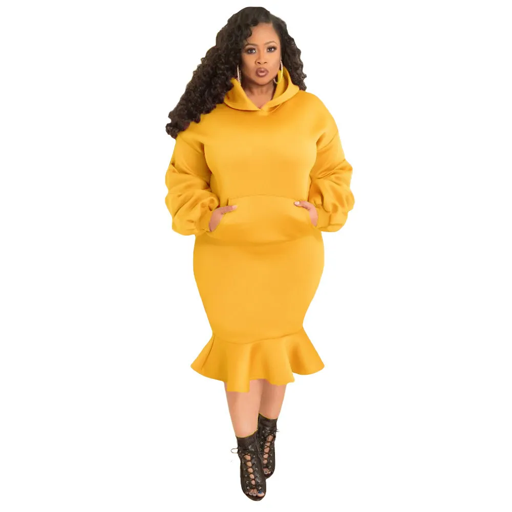 Fashion Casual Sport Mermaid Fall Winter Hoodies Skirt Set Plus Size 8 Fashion Casual Sport Mermaid Fall Winter Hoodies Skirt Set Plus Size - Image 6