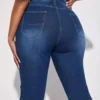 Plus Size Women Summer Button Stretch Denim Cropped Pants -Plus Size Dresses Shop 84cbdec9d600919c