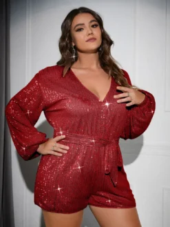 Women Sexy Lantern Long Sleeve Sequin Jumpsuit -Plus Size Dresses Shop 850161324298ebd3