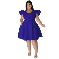 Plus Size Women Ruffles Short Sleeve Dress -Plus Size Dresses Shop 86e02aba80b3bdce