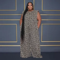 Sexy Plus Size Print Striped Leopard Wide-Leg Jumpsuit -Plus Size Dresses Shop 86e5d3030a309d0b