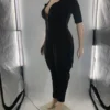 Plus Size Women Solid Zip Short Sleeve Jumpsuit -Plus Size Dresses Shop 8729622e69bc4799
