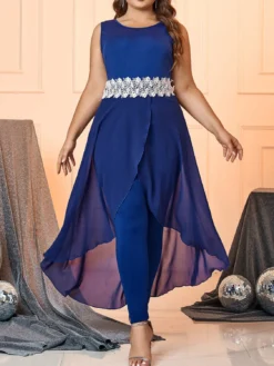 Summer Women's Plus Size Clothing Sexy Sleeveless Round Neck Slim Jumpsuit -Plus Size Dresses Shop 8738a46ad01cf9db