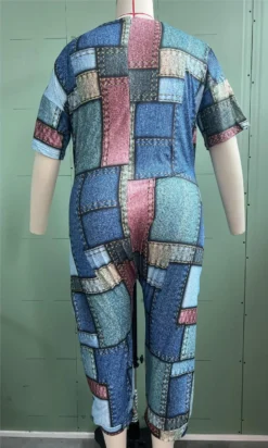 Plus Size Women Summer Loose V Neck Print Jumpsuit -Plus Size Dresses Shop 8816c9d97be375ff