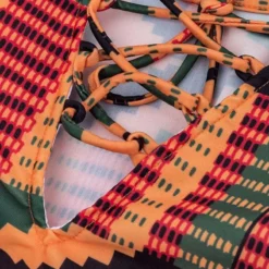 African Print One-Piece Lace-Up Plus Size Swimsuit -Plus Size Dresses Shop 888ade64a400eb97