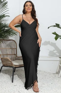 Plus Size Women One Piece Beach Skirt Irregular Suspender Skirt Tassel Dress -Plus Size Dresses Shop 88cd22480d96d7fb