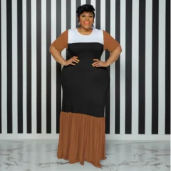 Plus Size Women's Round Neck Short Sleeve Multicolor Patchwork Swing Maxi Dress 27 Plus Size Women's Round Neck Short Sleeve Multicolor Patchwork Swing Maxi Dress -Plus Size Dresses Shop 88de1f9b18e6ac42