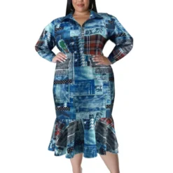 Plus Size Fall Women's Collared Open Long Sleeve Dress -Plus Size Dresses Shop 890e4013c006763d
