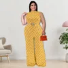 Plus Size Women Clothes Elegant Plaid Stand Collar Sleeveless Wide Leg Jumpsuit -Plus Size Dresses Shop 891b627b9138a21f