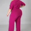 Summer Plus Size Pink Slash Shoulder Formal Jumpsuit -Plus Size Dresses Shop 89348c58c5a6383a