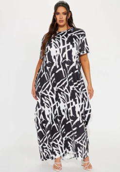 Plus Size Women Abstract Print Black And White Casual Loose Dress 21 Plus Size Women Abstract Print Black And White Casual Loose Dress -Plus Size Dresses Shop 8959d833d46926b4
