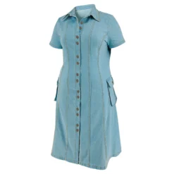 Plus Size Women's Turndown Collar Short Sleeve Button Fashion Denim Dress -Plus Size Dresses Shop 898ad9441c841e03