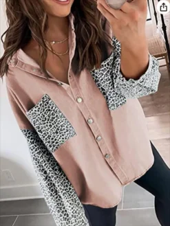 Plus Size Women Shirt Leopard Patchwork Loose Long Sleeve Top -Plus Size Dresses Shop 8a5d1b70502d126b