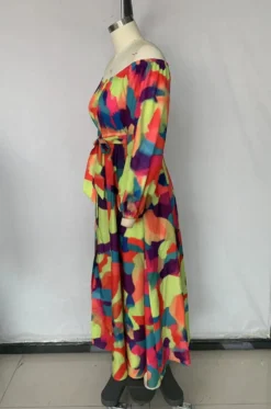 Plus Size Dress Chic Print Fashion Button Loose Long Sleeve Dress -Plus Size Dresses Shop 8bc9707a6735879f