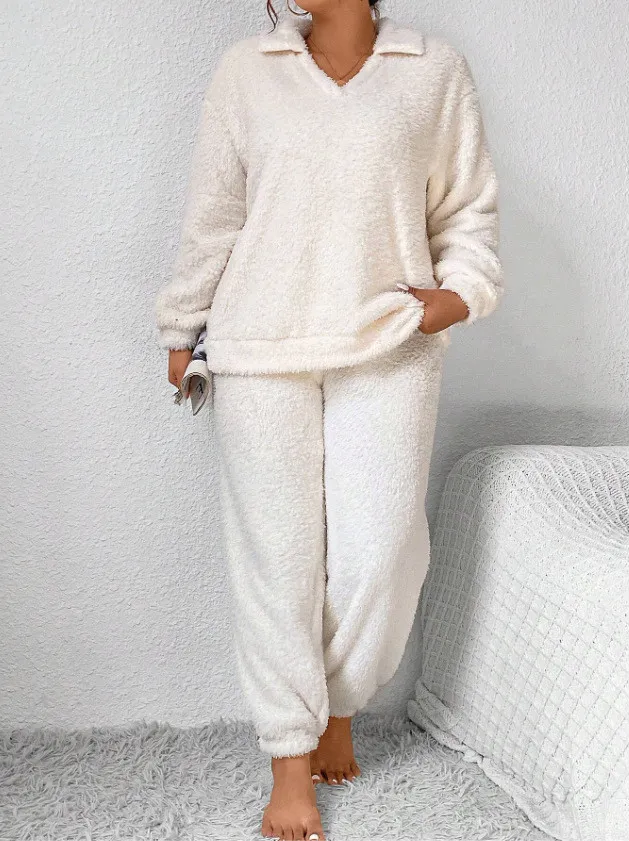 Plus Size Women Winter Solid Top And Pant Casual Two-piece Set 7 Plus Size Women Winter Solid Top And Pant Casual Two-piece Set - Image 5