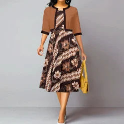 Plus Size Women Printed Dress And Jacket Two-Piece Set -Plus Size Dresses Shop 8c4dd331126583ba