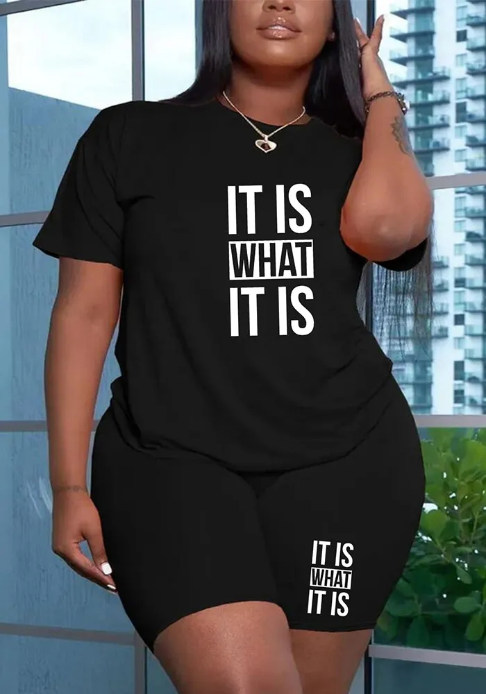 Plus Size Women Short Sleeve Printed Top And Shorts Two-piece Set 5 Plus Size Women Short Sleeve Printed Top And Shorts Two-piece Set - Image 3