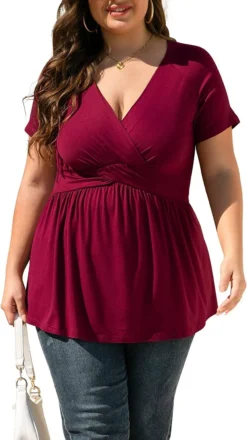 Plus Size Women V-Neck Short Sleeve T-Shirt -Plus Size Dresses Shop 8cbe812d2ca2983c