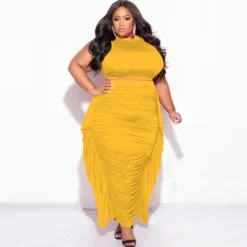 Plus Size Women Sexy Tassel Sleeveless Top And Skirt Two-piece Set 19 Plus Size Women Sexy Tassel Sleeveless Top And Skirt Two-piece Set -Plus Size Dresses Shop 8d692421eba1c0e3