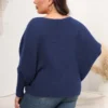 Women's Pullover Woven Sweater Plus Size Women's Autumn And Winter Bat Sleeves Loose Sweater