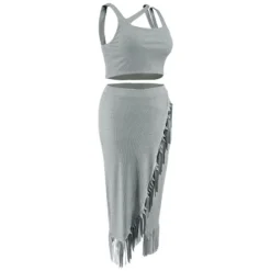 Plus Size Women's Tassel Irregular Sleeveless Two Piece Skirt Set 32 Plus Size Women's Tassel Irregular Sleeveless Two Piece Skirt Set -Plus Size Dresses Shop 8da109ede2a1c94f