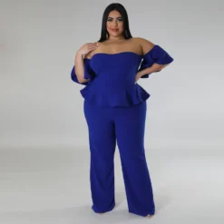 Women'S Sexy Off-Shoulder Short-Sleeve Wide-Leg Jumpsuit