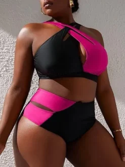 Plus Size Women Color Block Two Pieces Swimwear 25 Plus Size Women Color Block Two Pieces Swimwear -Plus Size Dresses Shop 8deac9389aa4b704