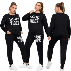 Women's Casual Sports Letter Print Long Sleeve Sweater Pants Set -Plus Size Dresses Shop 8e2e77fbf74cc656