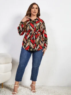 Women Loose Long Sleeve Printed Shirt