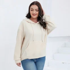Plus Size Autumn And Winter Long Sleeve Solid Loose Fleece Hoodies -Plus Size Dresses Shop 8e4bbcf18d3fec9b
