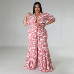 Women's Lace-Up Printed Two-Piece Suit Wide Leg Pants Plus Size 33 Women's Lace-Up Printed Two-Piece Suit Wide Leg Pants Plus Size -Plus Size Dresses Shop 8eb7401e62e57e6c