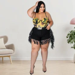 Plus Size Women's Sexy Fringe Denim Shorts -Plus Size Dresses Shop 8fcff963dc8fb782