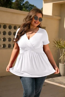 Plus Size Women V-Neck Short Sleeve T-Shirt -Plus Size Dresses Shop 8ff40bf8bbf81791