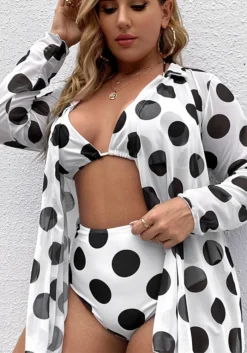 Plus Size Women Bikini Long Sleeve Printed Swimwear Set
