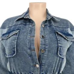 Plus Size Women Denim Wash Color Block Casual Jumpsuit -Plus Size Dresses Shop 90624cd873790ad0