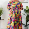 Plus Size Dress Chic Print Fashion Button Loose Long Sleeve Dress -Plus Size Dresses Shop 90758b67b39f650d