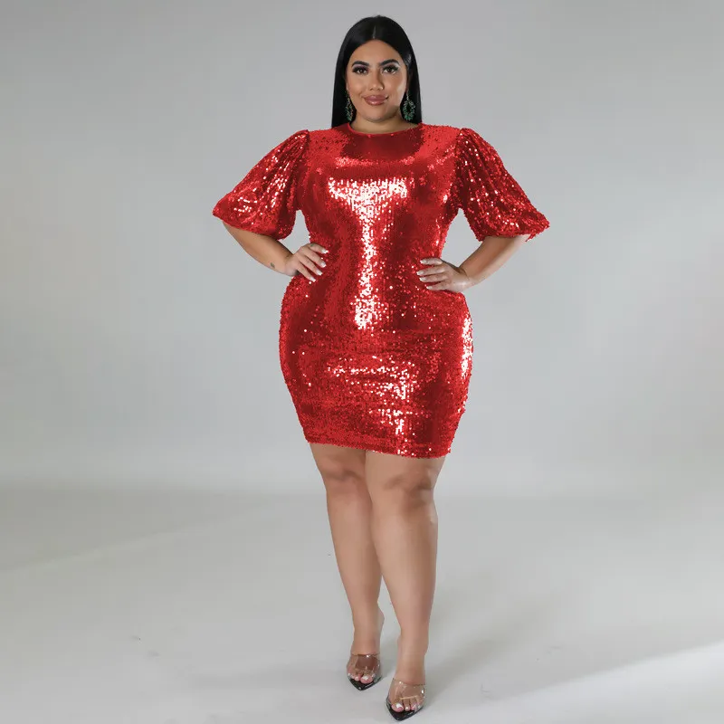 Plus Size Women's Winter Supplies Velvet Sequin Dress 9 Plus Size Women's Winter Supplies Velvet Sequin Dress - Image 7