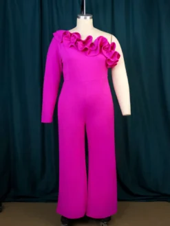 Ruffle One Shoulder Slash Shoulder Ruffle Formal Jumpsuit Career High Waist Casual Tight Fitting Jumpsuit -Plus Size Dresses Shop 90a7ad7f3ac8914d