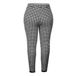 Autumn And Winter Houndstooth Print Trousers Black Stripes Patchwork Slim High Waist Pencil Pants -Plus Size Dresses Shop 90ad4113dfc7da45