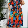 Plus Size V-Neck Printed Dress Beach Holidays Beach Loose Long Dress -Plus Size Dresses Shop 915da0f6d512d746