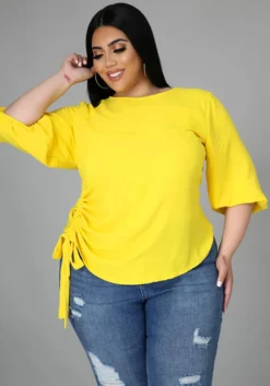 Summer Solid Color Round Neck Ladies T-Shirt Plus Size Irregular Long Sleeve Top -Plus Size Dresses Shop 91765117b1e7d903