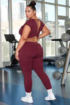 Women's Plus Size Short Sleeve Trousers Solid Color Cross Back Slim Sexy Two-Piece Set -Plus Size Dresses Shop 91b67aa65a8d4427