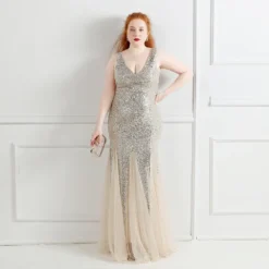 Elegant U-Neck Sleeveless Sequin Plus Size Beauty Long Formal Party Evening Dress 23 Elegant U-Neck Sleeveless Sequin Plus Size Beauty Long Formal Party Evening Dress -Plus Size Dresses Shop 9227518dbbd0c05b