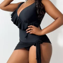 Women's Plus Size Ruffled One Piece Swimsuit Mesh Skirt Set -Plus Size Dresses Shop 9243db99955b7398