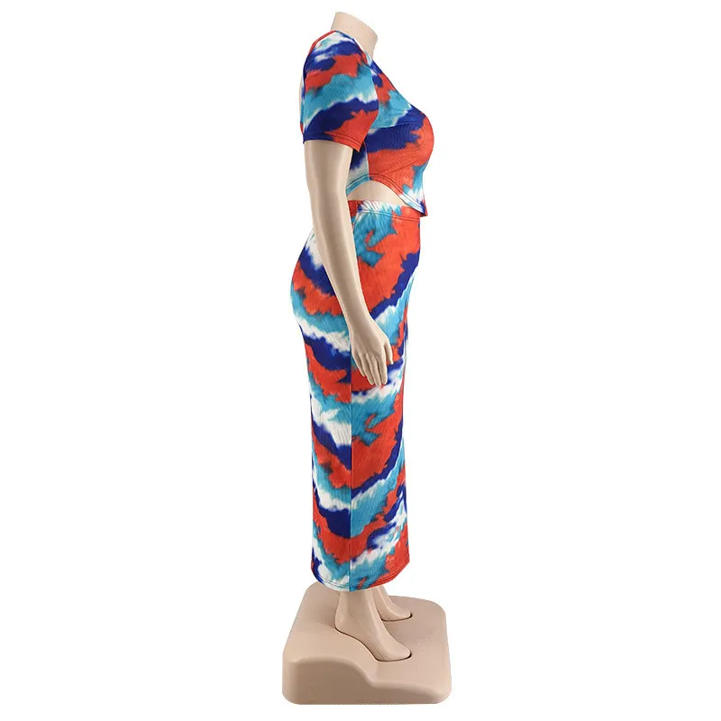 Plus Size Women's Autumn Polyester+Spandex Digital Printing Two-piece Set 3 Plus Size Women's Autumn Polyester+Spandex Digital Printing Two-piece Set