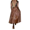 Plus Size Women's Pu Leather Patchwork Long Skirt With Pockets -Plus Size Dresses Shop 92c584d0c568bffa