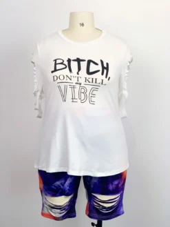 Plus Size Women Letter Print Short Sleeve Cutout Top And Short Two-Piece Set 20 Plus Size Women Letter Print Short Sleeve Cutout Top And Short Two-Piece Set -Plus Size Dresses Shop 92d6dc8ca6692a43