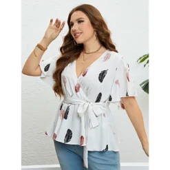 Ladies Summer Print Lace-Up Top -Plus Size Dresses Shop 932b6dfccf7ab775