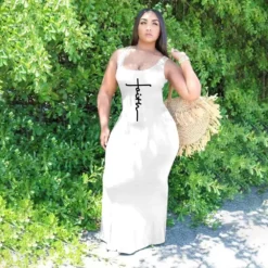 Fashion Women'S Solid Color Print Straps Long Dress Plus Size Dress -Plus Size Dresses Shop 933e07343749d234