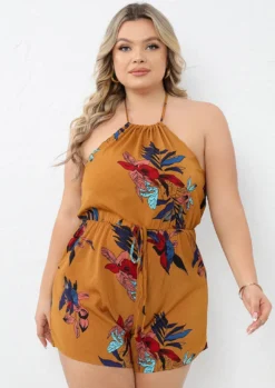 Plus Size Ladies Print Jumpsuit -Plus Size Dresses Shop 93b3e9c3badf6baa